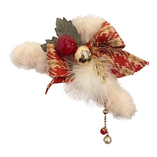 美呆圣诞诶~红色毛绒发夹女后脑勺抓夹大号高级感鲨鱼夹子头饰