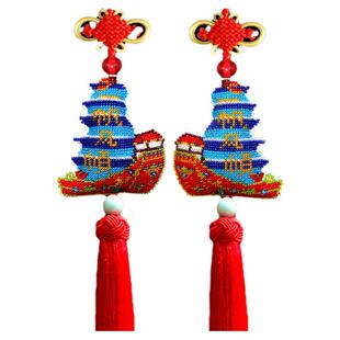 一帆风顺满珠绣新款平安福十字绣车挂件双面绣自己绣平安车挂饰