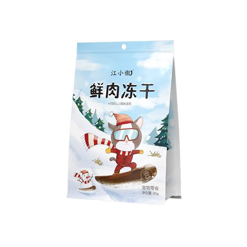 江小傲冻干猫咪零食鸡胸肉鸭肉粒鹌鹑蛋黄多春鱼混合冻干500g桶装