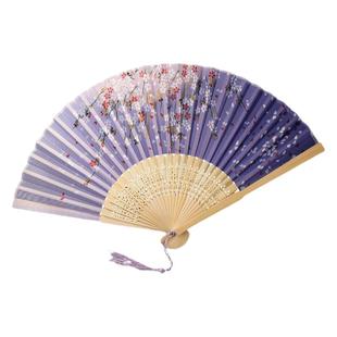 中国风夏日随身流苏扇子折扇古风古代旗袍女式汉服儿童舞蹈小竹扇