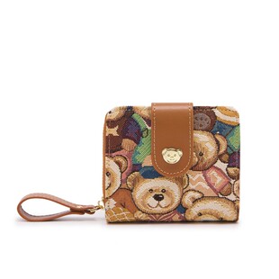 小熊依恋钱包女短款帆布韩版可爱零钱包维尼熊女生手拿包小卡包包