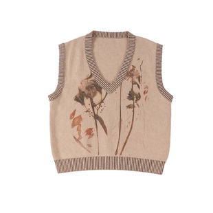 无感官&浮游野人「野卉」 日系文艺原创马甲叠穿针织背心V领毛衣