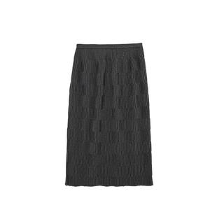 MESUX米岫25秋几何褶皱设计H型弹力亲肤显瘦包容半身长裙MNFUS414