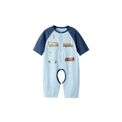 婴儿开档连体衣夏季宝宝衣服纯棉