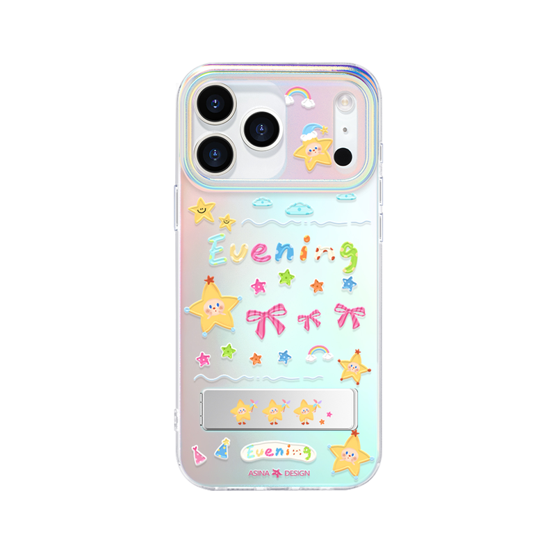 多彩星星适用苹果17Promax手机壳隐藏式一体支架iPhone16Pro保护套Co3全包13pm可爱14防摔ip15新款高级感好看