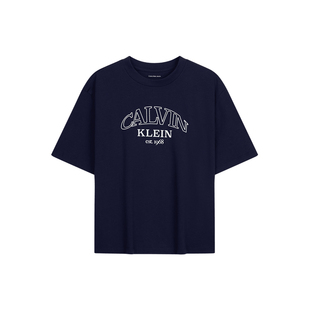 【纯棉透气】CK Jeans26春夏新款女士潮流学院风印花圆领短袖T恤