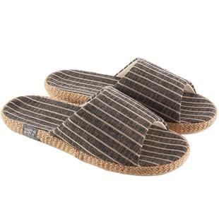 日式26新款男士夏季亚麻拖鞋家居家用室内防滑四季棉麻布静音地板