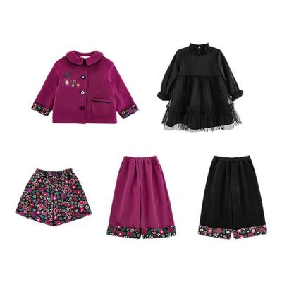 幼悠女童花间雅集系列冬季细糯丰厚外套浪漫荷叶领边连衣裙多件套