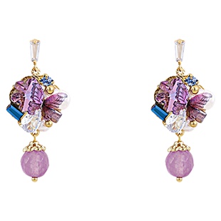 孟子义同款紫水晶流苏耳环女夸张耳钉2026新款爆款高级感国风耳饰