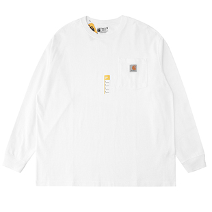 Carhartt卡哈特宽松工装口袋圆领长袖T恤美式重磅潮牌情侣短袖秋