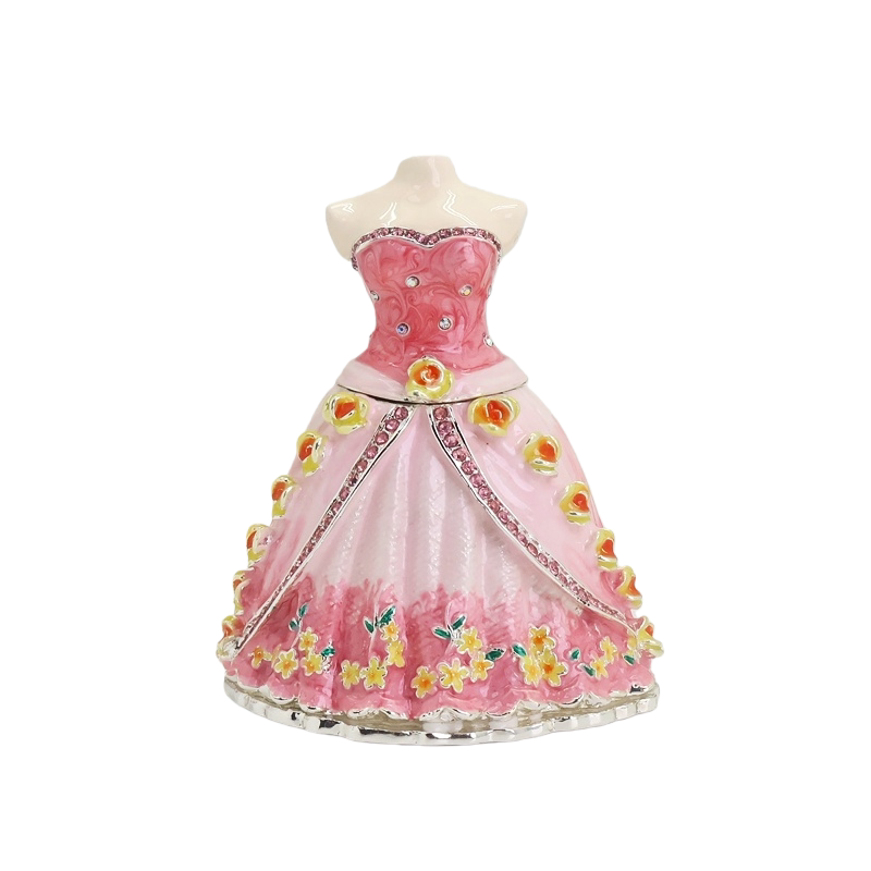 合金工艺品婚庆用品婚礼伴手礼珐琅彩晚礼服公主裙创意装饰摆件