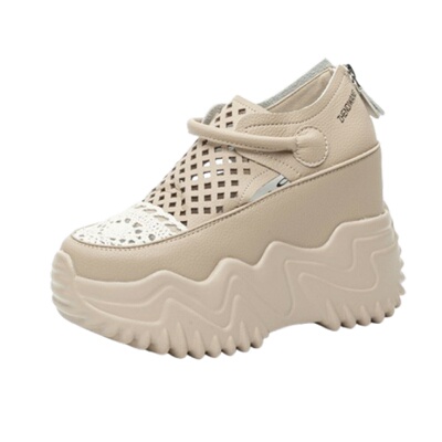 震地王洞洞透气网鞋女夏内增高