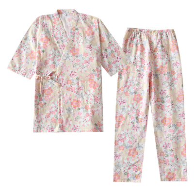 樱花睡衣纯棉双层系带春秋和服