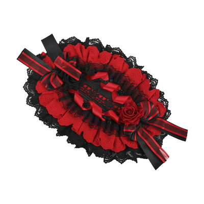 优雅红黑蔷薇之契洛丽塔bnt扁帽