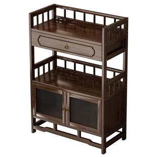 新中式茶几边几客厅边柜家用实木茶柜小户型茶叶置物架茶货展示架