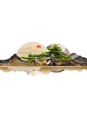 背有靠山客厅装饰画2026新款新中式沙发背景墙挂画轻奢山水壁灯画