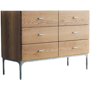 进口北欧表情橡木六斗柜卧室床尾靠墙客厅边柜实木柜子原木家具