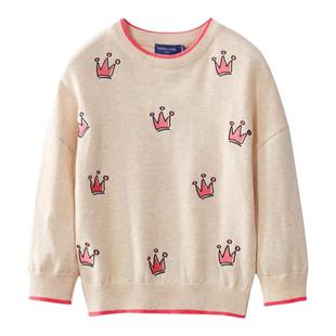 加比瑞女童毛衣秋冬儿童纯棉毛线衣大童针织衫女孩打底衫冬款厚款