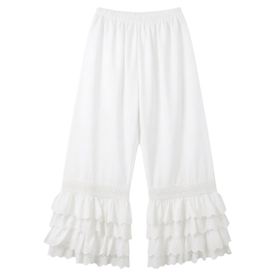 甜美四层花边叠穿阔腿裤