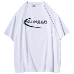 vibe美式街头重磅纯棉短袖t恤男款夏季潮牌字母印花宽松痞帅半袖