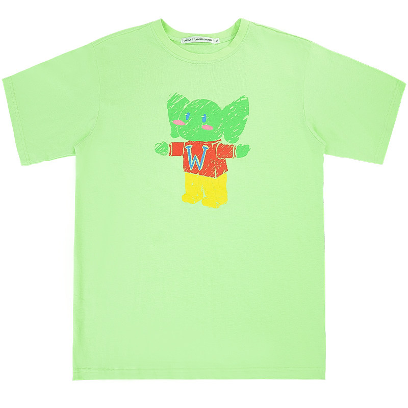 牛油果绿短袖t恤女休闲宽松显白23夏新纯棉吴昕同款小飞象orfila