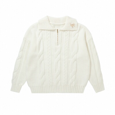 Unizzle丨学院风宽松百搭休闲套头针织衫刺绣日常通勤女毛衣外套