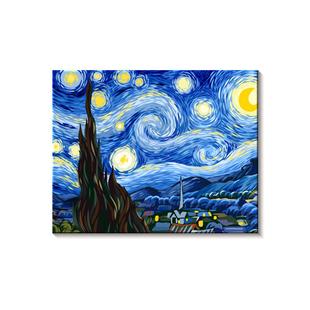 数字油画diy填充油彩挂画填色涂色解闷减压手工风景梵高星空画画