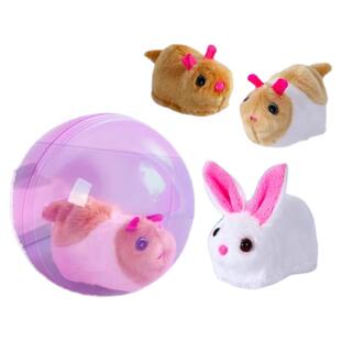 小仓鼠电动仿真小兔子滚球玩具宠物跑球玩偶抖音毛绒学爬儿童礼物