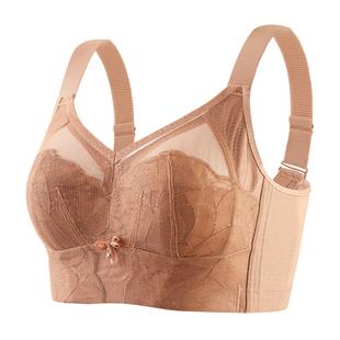 安娜蜜语大胸显小兔耳杯蕾丝文胸大码无钢圈调整型全罩杯薄款内衣