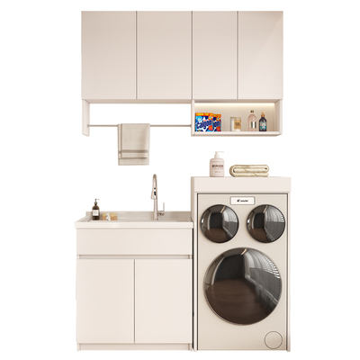 四季沐歌蜂窝铝洗衣机柜组合懒人三筒阳台柜一体柜洗衣机伴侣