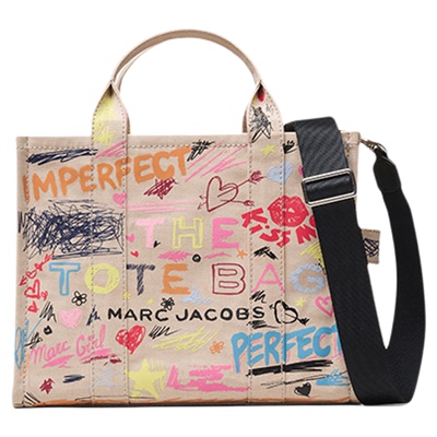 【新品】MARC JACOBS/莫杰 TOTE 中号织物涂鸦设计托特包