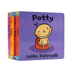 一根毛系列4册 英文原版绘本 Potty Tubby Toot Huggy Kissy 小毛孩小脏孩幼儿启蒙认知纸板书行为习惯培养Leslie Patricelli0-3岁