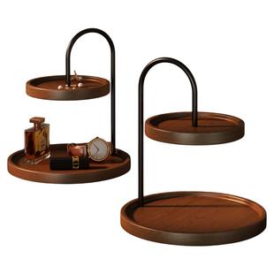 实木桌面收纳盒整理盒玄关钥匙杂物化妆品香水置物架首饰展示托盘