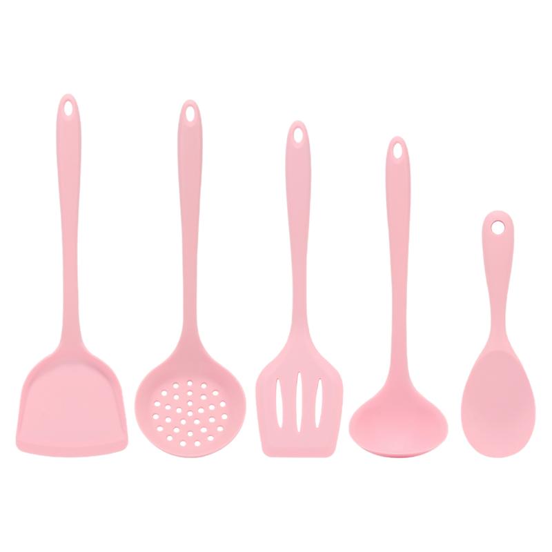 厨房工具 粉色硅胶不粘锅锅铲 不沾锅家用炒菜铲子 全包厨具5件套