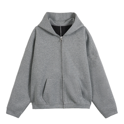 黑色连帽开衫卫衣女拉链帽衫外套