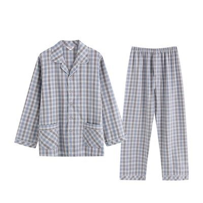 伊丝芬纯棉格纹短袖长裤