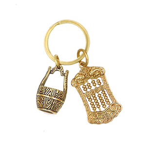 纯黄铜钥匙扣福水桶葫芦挂件男女汽车日进斗金吊坠手工复古礼品