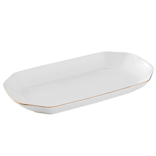 大鱼盘陶瓷家用长方形蒸鱼盘子商用餐厅描金创意大号金边装鱼盘子