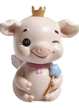 汽车中控台摆件皇冠猪宝宝可爱妹小妹魔法棒蓝星红丝帽天使公仔