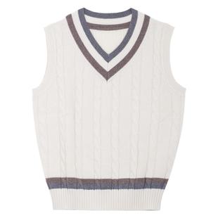 CULTUM美丽诺羊毛针织无袖背心叠穿新款马甲男复古英伦学院风毛衣