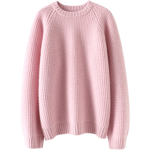 看到果断收~重磅加厚圆领山羊绒衫女纯羊绒毛衣针织衫宽松秋冬