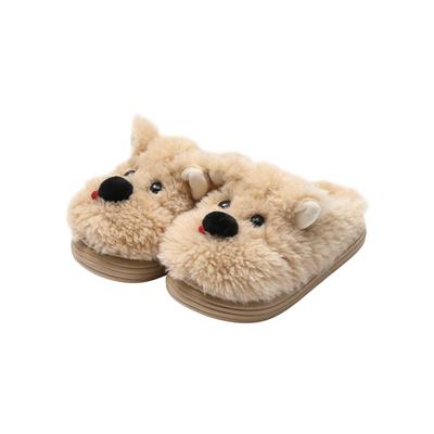 可爱卡通毛绒小狗棉拖鞋