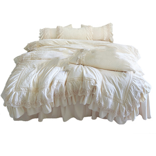 法式复古雕花牛奶绒四件套冬季珊瑚绒被套加绒床单公主风毛绒床品