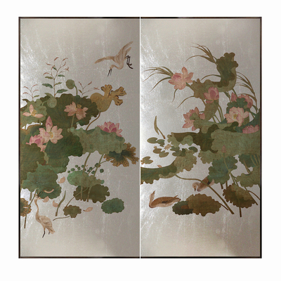 YEESA银箔漆画转角隔断屏风