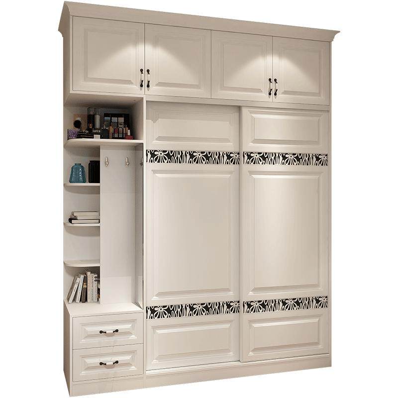 现代简约组合衣柜可定制推拉门白色欧式模压衣柜组合一门到顶衣柜