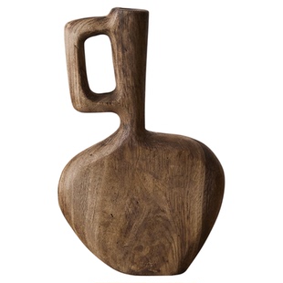 如是/侘寂风复古花瓶摆件民宿酒店餐厅客厅创意装饰品实木做旧