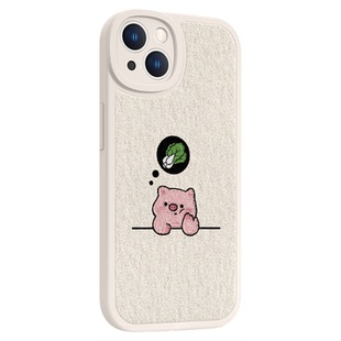适用iPhone16pro/17白菜和猪苹果14手机壳13promax新款15pro情侣12简约11小众se3/xsmax一对8p趣味小羊皮16e