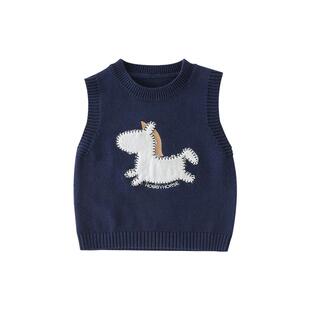 贝肽斯儿童毛衣马甲春秋2026针织马甲男童女童宝宝外穿针织背心S