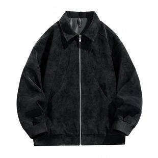 悟空有货美式复古PU皮翻领夹克男潮牌cleanfit高级感百搭休闲外套