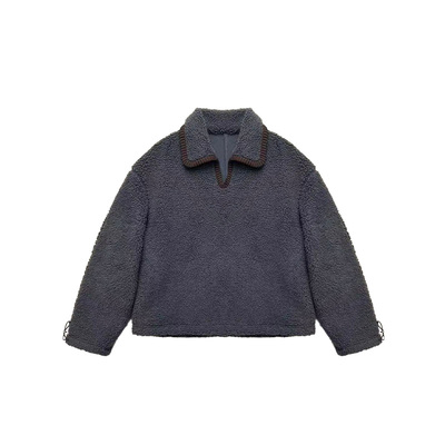 DUPU杜朴 摇粒绒海鸥领短款卫衣 羊羔毛温暖蓬松厚实卫衣外套